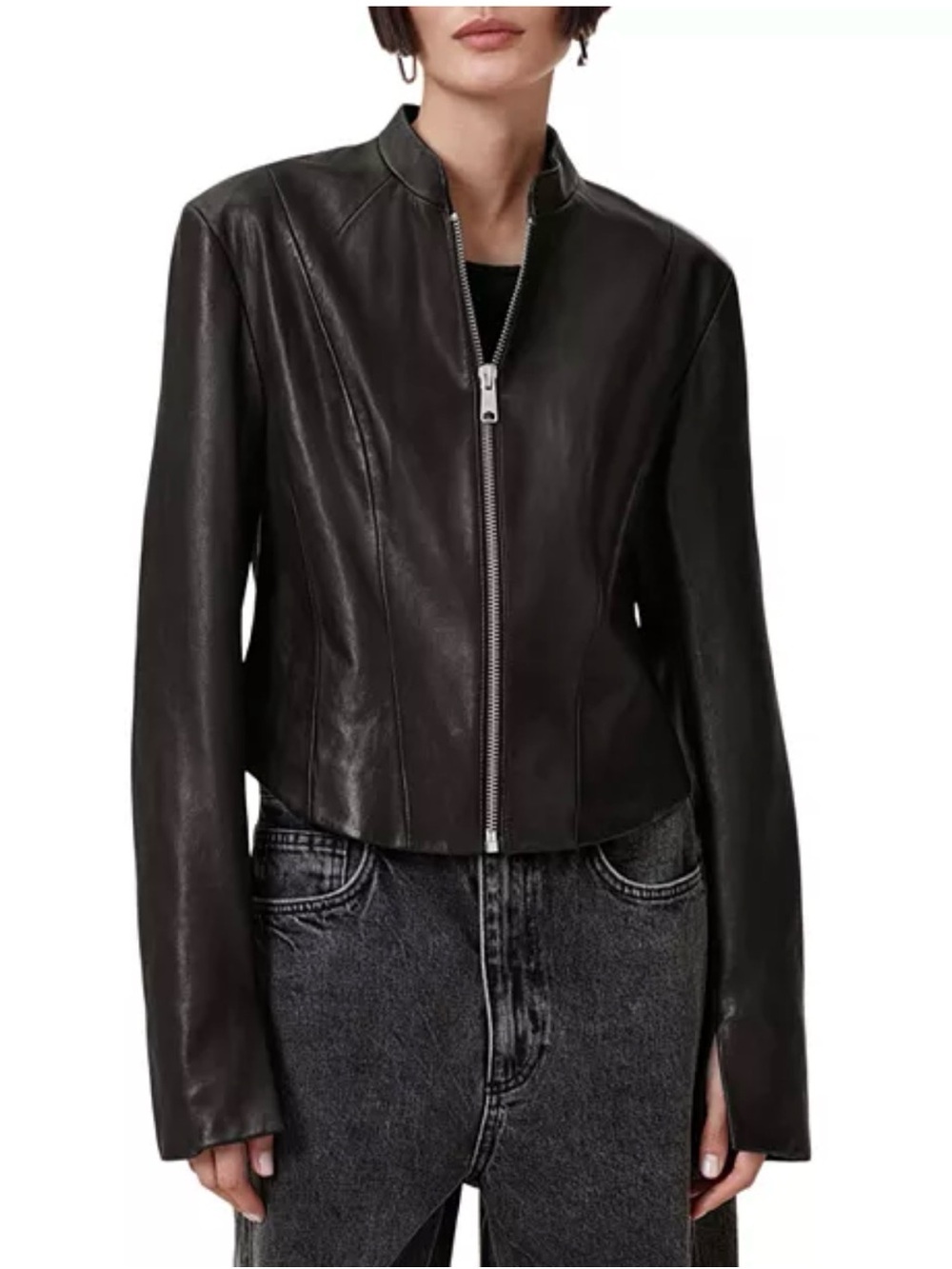 NWT! All Saints SADLER SLIM-FIT LEATHER JACKET